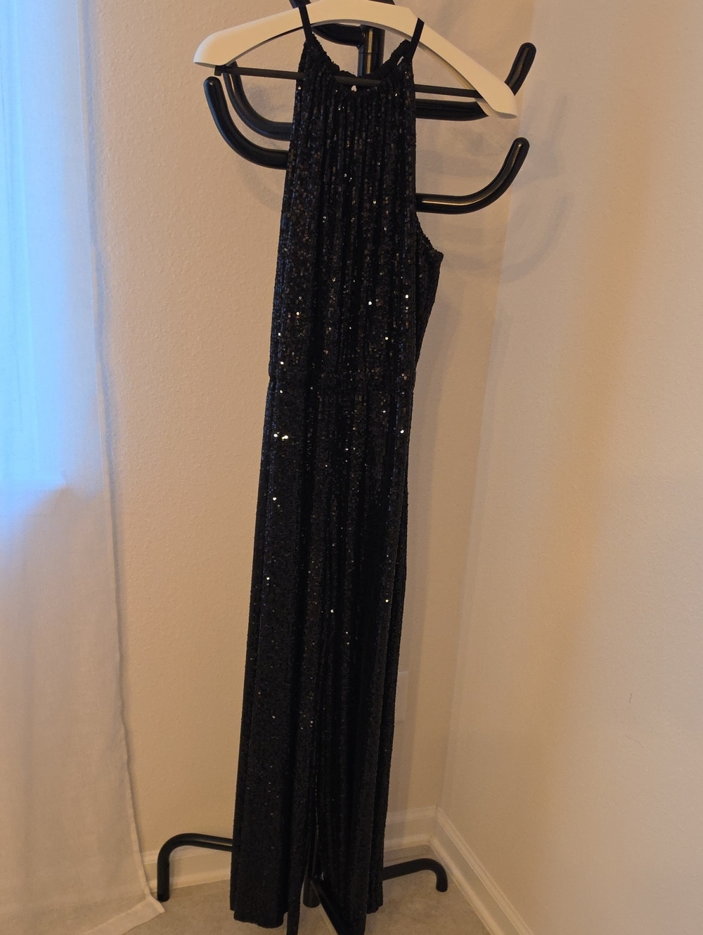 Max Studio Black Sequin Halter Jumpsuit